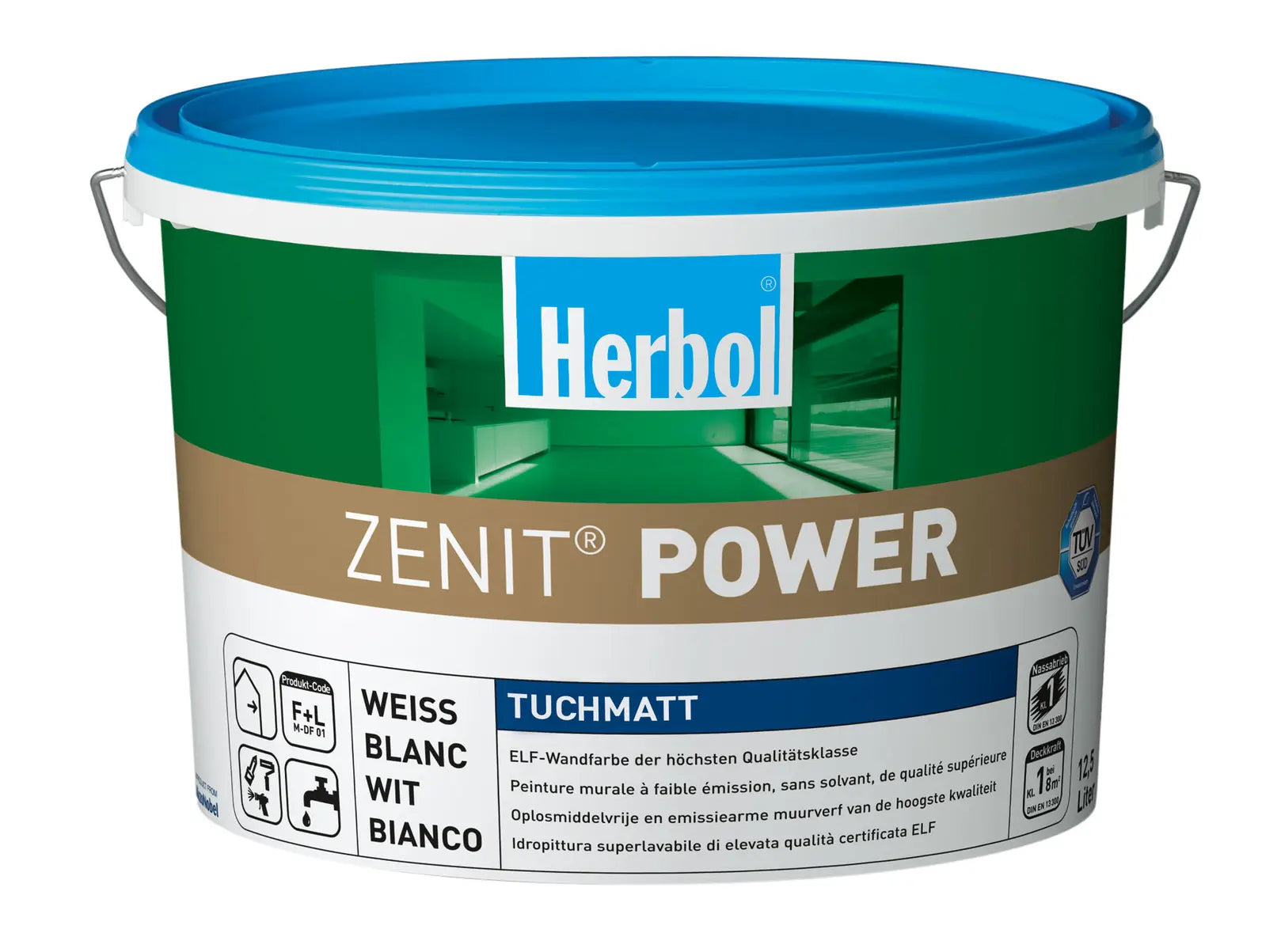 Herbol Zenit Power superdeckende Wandfarbe weiß – 12,5l